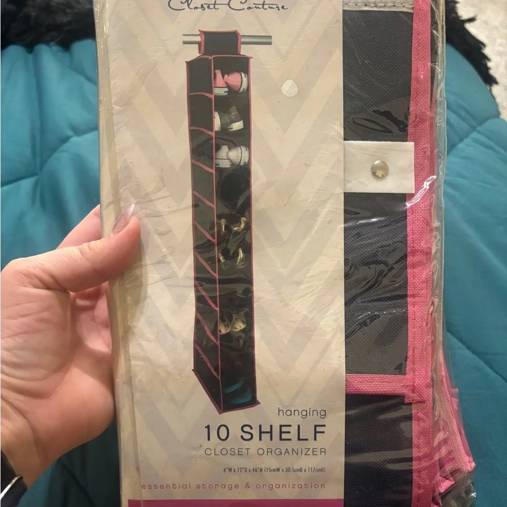 Macbeth Collection by Margaret Josephs Pink and Black Hanging Closet Organizer